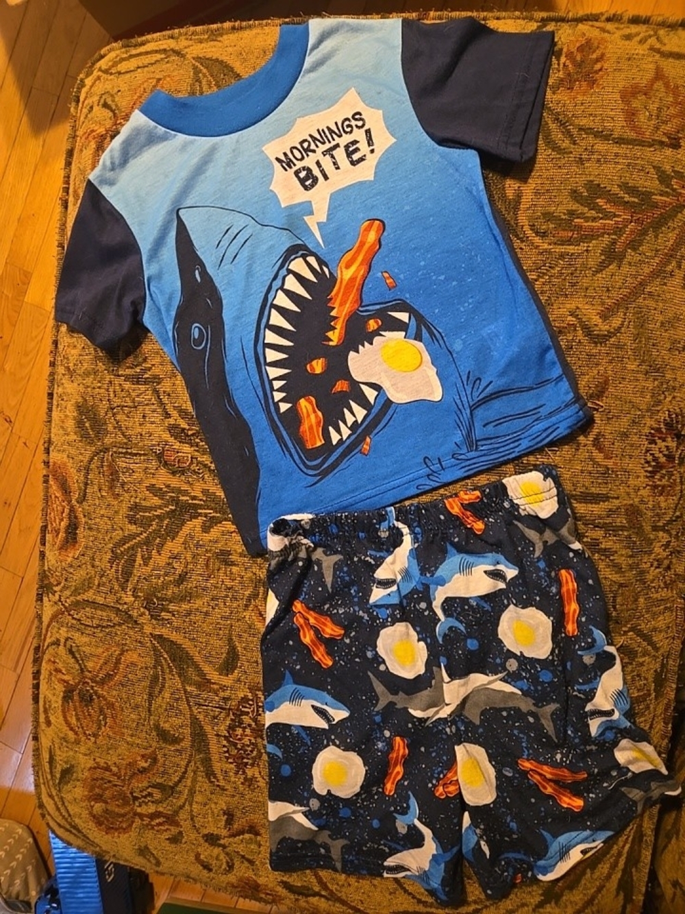 Boys Blue Shark & Breakfast Pajama Set